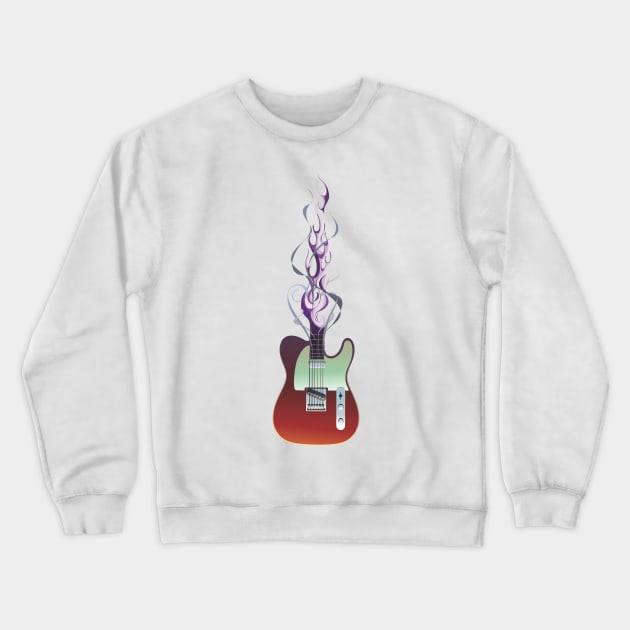 Flaming Telecaster Crewneck Sweatshirt by TrevorIrvin